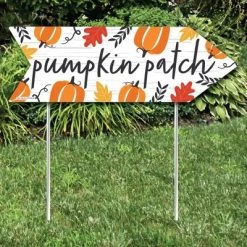 Big Dot of Happiness Fall Pumpkin - Halloween or Thanksgiving Party Sign Arrow - Double Sided Directional Yard Signs - Set of 2