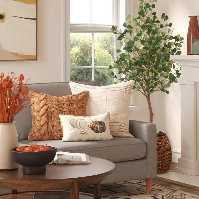 Pumpkin Lumbar Throw Pillow Cream/Green - Threshold™ 1 Pumpkin Lumbar Throw Pillow Cream/Green - Threshold™