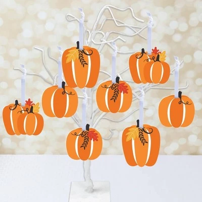 Big Dot of Happiness Fall Pumpkin - Halloween or Thanksgiving Decorations - Tree Ornaments - Set of 12 1 Big Dot of Happiness Fall Pumpkin - Halloween or Thanksgiving Decorations - Tree Ornaments - Set of 12