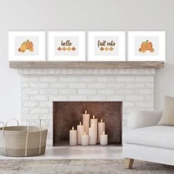 Big Dot of Happiness Pumpkin Patch - Unframed Fall, Halloween or Thanksgiving Linen Paper Wall Art - Set of 4 - Artisms - 8 x 10 inches