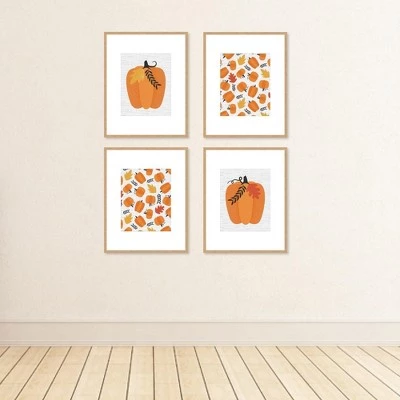 Big Dot of Happiness Fall Pumpkin - Unframed Autumn, Halloween and Thanksgiving Linen Paper Wall Art - Set of 4 - Artisms - 8 x 10 inches 2 Big Dot of Happiness Fall Pumpkin - Unframed Autumn, Halloween and Thanksgiving Linen Paper Wall Art - Set of 4 - Artisms - 8 x 10 inches - Image 2