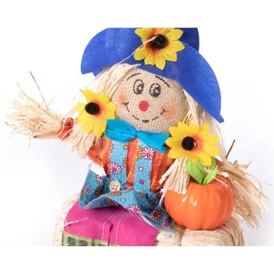 Gardenised Outdoor Fall Decor Halloween Scarecrow for Garden Ornament Sitting on Hay Bale, Straw Multicolor, Set of 3, 12 in. 3 Gardenised Outdoor Fall Decor Halloween Scarecrow for Garden Ornament Sitting on Hay Bale, Straw Multicolor, Set of 3, 12 in. - Image 3