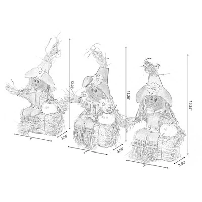 Gardenised Outdoor Fall Decor Halloween Scarecrow for Garden Ornament Sitting on Hay Bale, Straw Multicolor, Set of 3, 12 in. 5 Gardenised Outdoor Fall Decor Halloween Scarecrow for Garden Ornament Sitting on Hay Bale, Straw Multicolor, Set of 3, 12 in. - Image 5