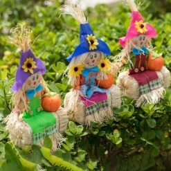 Gardenised Outdoor Fall Decor Halloween Scarecrow for Garden Ornament Sitting on Hay Bale, Straw Multicolor, Set of 3, 12 in. 14 Gardenised Outdoor Fall Decor Halloween Scarecrow for Garden Ornament Sitting on Hay Bale, Straw Multicolor, Set of 3, 12 in. -Halloween Decorations Sales Store unnamed file 496