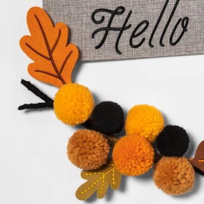 Hyde & EEK! Boutique Harvest Pom Pom "Hello Fall" Hoop Wreath - Hyde & EEK! Boutique™ 2 Hyde & EEK! Boutique Harvest Pom Pom "Hello Fall" Hoop Wreath - Hyde & EEK! Boutique™ - Image 2