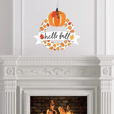 Big Dot of Happiness Fall Pumpkin - Outdoor Halloween or Thanksgiving Party Decor - Front Door Wreath 2 Big Dot of Happiness Fall Pumpkin - Outdoor Halloween or Thanksgiving Party Decor - Front Door Wreath - Image 2