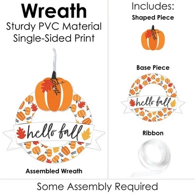 Big Dot of Happiness Fall Pumpkin - Outdoor Halloween or Thanksgiving Party Decor - Front Door Wreath 3 Big Dot of Happiness Fall Pumpkin - Outdoor Halloween or Thanksgiving Party Decor - Front Door Wreath - Image 3