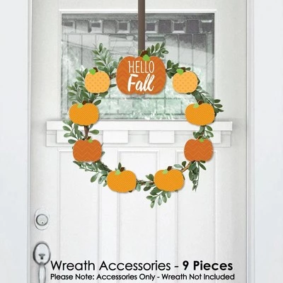 Big Dot of Happiness Pumpkin Patch - Fall, Halloween or Thanksgiving Party Front Door Decorations - DIY Accessories for Wreath - 9 Pieces 1 Big Dot of Happiness Pumpkin Patch - Fall, Halloween or Thanksgiving Party Front Door Decorations - DIY Accessories for Wreath - 9 Pieces