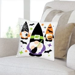 Big Dot of Happiness Halloween Gnomes - Spooky Fall Party Home Decorative Canvas Cushion Case - Throw Pillow Cover - 16 x 16 Inches