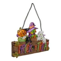 Northlight 13.5" Trick or Treat Halloween Pumpkin, Ghost, and Witch Wall Decoration
