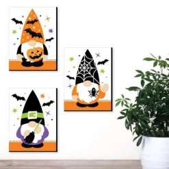 Big Dot of Happiness Halloween Gnomes - Fall Wall Art and Spooky Room Decor - 7.5 x 10 inches - Set of 3 Prints