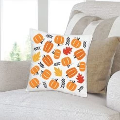 Big Dot of Happiness Fall Pumpkin - Halloween or Thanksgiving Party Home Decorative Canvas Cushion Case - Throw Pillow Cover - 16 x 16 Inches