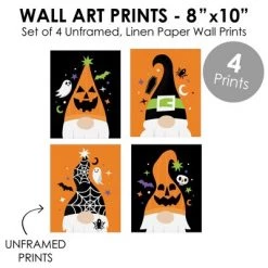 Big Dot of Happiness Halloween Gnomes - Unframed Spooky Fall Linen Paper Wall Art - Set of 4 - Artisms - 8 x 10 inches -Halloween Decorations Sales Store unnamed file 592