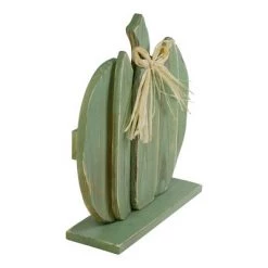 Northlight 14.5" Green Wooden Fall Harvest Table Top Pumpkin with Bow -Halloween Decorations Sales Store unnamed file 613