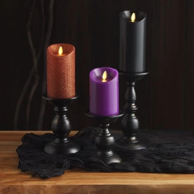 Luminara - Set of 3 Halloween Multi-Color Flameless Candle Pillars with Remote - Scallop Top Unscented - 3" x 4.5"/ 5.5"/ 6.5" 6 Luminara - Set of 3 Halloween Multi-Color Flameless Candle Pillars with Remote - Scallop Top Unscented - 3" x 4.5"/ 5.5"/ 6.5" - Image 6