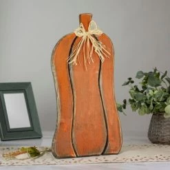 Northlight 19.5" Orange Harvest Thanksgiving Wooden Pumpkin