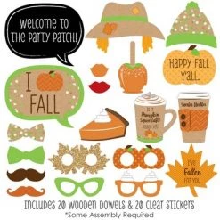 Big Dot of Happiness Pumpkin Patch - Fall, Halloween or Thanksgiving Party Photo Booth Props Kit - 20 Count