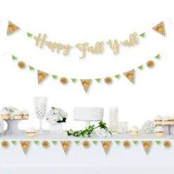 Big Dot of Happiness Pumpkin Patch - Fall Party Letter Banner Decor - 36 Banner Cutouts and No-Mess Real Gold Glitter Happy Fall Y'all Banner Letters