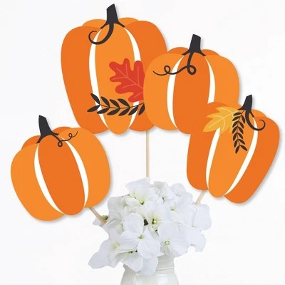 Big Dot of Happiness Fall Pumpkin - Halloween or Thanksgiving Party Centerpiece Sticks - Table Toppers - Set of 15 1 Big Dot of Happiness Fall Pumpkin - Halloween or Thanksgiving Party Centerpiece Sticks - Table Toppers - Set of 15