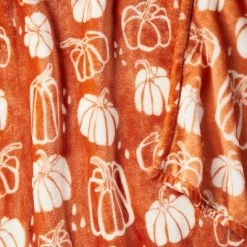 Pumpkin Printed Plush Throw Blanket Orange/Almond - Spritz™ -Halloween Decorations Sales Store unnamed file 70