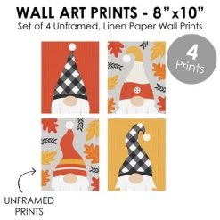 Big Dot of Happiness Fall Gnomes - Unframed Autumn Leaf Linen Paper Wall Art - Set of 4 - Artisms - 8 x 10 inches -Halloween Decorations Sales Store unnamed file 707