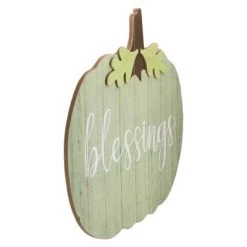 Northlight 20" Green and Brown Blessings Pumpkin Wooden Thanksgiving Hanging Wall Sign -Halloween Decorations Sales Store unnamed file 713