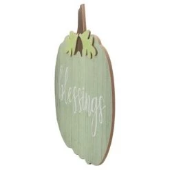 Northlight 20" Green and Brown Blessings Pumpkin Wooden Thanksgiving Hanging Wall Sign -Halloween Decorations Sales Store unnamed file 714