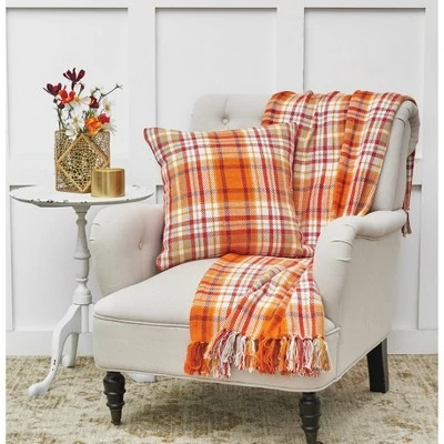 C&F Home Briar Plaid 18" x 18" Autumn Woven Throw Pillow 1 C&F Home Briar Plaid 18" x 18" Autumn Woven Throw Pillow