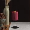 Luminara - Ribbed Metallic Red Flameless Candle Pillar - Recessed Top Unscented