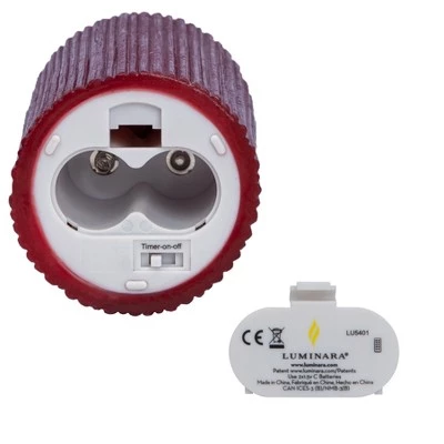 Luminara - Ribbed Metallic Red Flameless Candle Pillar - Recessed Top Unscented 3 Luminara - Ribbed Metallic Red Flameless Candle Pillar - Recessed Top Unscented - Image 3