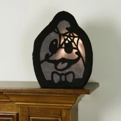 Northlight 12" Prelit LED Ghost Face Halloween Decoration - Black