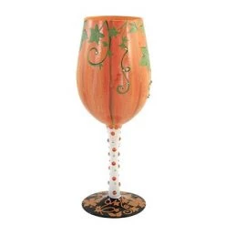 Tabletop 9.0" Wine-O-Lantern Pumpkin Lolita Wine Glass Enesco - Drinkware