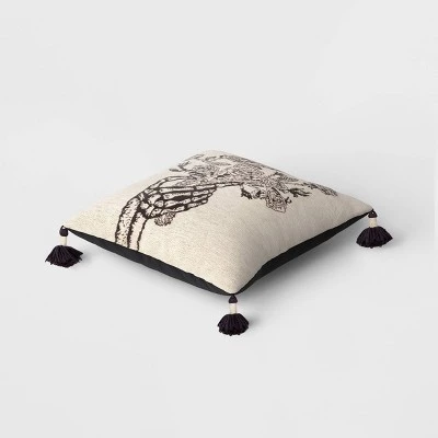 Woven Skeleton Hand Square Throw Pillow Black - Threshold™ 2 Woven Skeleton Hand Square Throw Pillow Black - Threshold™ - Image 2