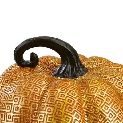 Northlight 7.5" Gold and Orange Textured Pumpkin Fall Decoration 2 Northlight 7.5" Gold and Orange Textured Pumpkin Fall Decoration - Image 2