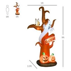 HOMCOM 9ft Halloween Inflatable Tree with Ghost and Pumpkin, LED Lighted for Home Indoor Outdoor Garden Lawn Decoration Party Prop -Halloween Decorations Sales Store unnamed file 920