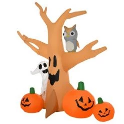 HomCom 7.5' Tall Outdoor Lighted Inflatable Halloween Decoration - Haunted Tree With Owl / Ghost / Pumpkins -Halloween Decorations Sales Store unnamed file 926