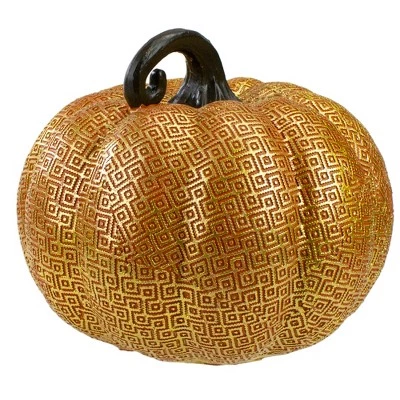Northlight 7.5" Gold and Orange Textured Pumpkin Fall Decoration 3 Northlight 7.5" Gold and Orange Textured Pumpkin Fall Decoration - Image 3