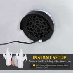 HOMCOM 4ft Halloween Inflatable Ghosts with Tombstone and Pumpkin, LED Lighted for Home Indoor Outdoor Garden Lawn Decoration Party Prop -Halloween Decorations Sales Store unnamed file 933