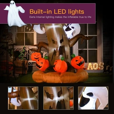 HOMCOM 8ft Halloween Inflatable Lighted Outdoor Decoration LED - Dead Tree with Ghost Pumpkins 2 HOMCOM 8ft Halloween Inflatable Lighted Outdoor Decoration LED - Dead Tree with Ghost Pumpkins - Image 2