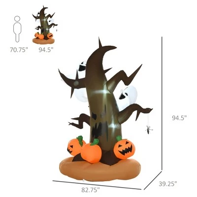 HOMCOM 8ft Halloween Inflatable Lighted Outdoor Decoration LED - Dead Tree with Ghost Pumpkins 4 HOMCOM 8ft Halloween Inflatable Lighted Outdoor Decoration LED - Dead Tree with Ghost Pumpkins - Image 4