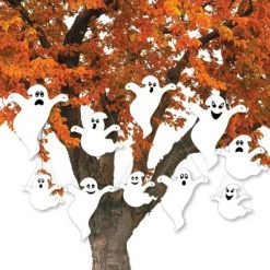 Big Dot of Happiness Hanging Spooky Ghost - Outdoor Hanging Decor - Halloween Party Decorations - 10 Pieces