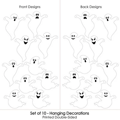 Big Dot of Happiness Hanging Spooky Ghost - Outdoor Hanging Decor - Halloween Party Decorations - 10 Pieces 2 Big Dot of Happiness Hanging Spooky Ghost - Outdoor Hanging Decor - Halloween Party Decorations - 10 Pieces - Image 2