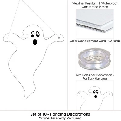 Big Dot of Happiness Hanging Spooky Ghost - Outdoor Hanging Decor - Halloween Party Decorations - 10 Pieces 3 Big Dot of Happiness Hanging Spooky Ghost - Outdoor Hanging Decor - Halloween Party Decorations - 10 Pieces - Image 3