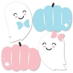 Big Dot of Happiness Boo-y or Ghoul - Ghost and Pumpkin Decorations DIY Halloween Gender Reveal Party Essentials - Set of 20