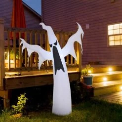HOMCOM 6ft Tall Halloween Inflatable White Ghost Light Up Yard Decoration with LED Light and Fan