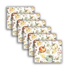 C&F Home Watercolor Pumpkin Fall Harvest Hardboard Placemat Set of 6