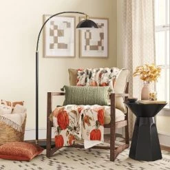 Pumpkin Printed Plush Throw Blanket with Sherpa Reverse - Threshold™ Green